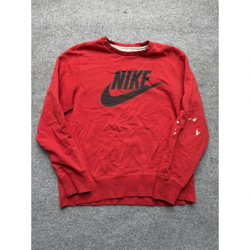 Nike Y2K Men's Crewneck Sweatshirt Size XL Red and Black Long‎ Sleeve Pullover